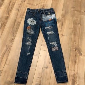 American Eagle graffiti jeans